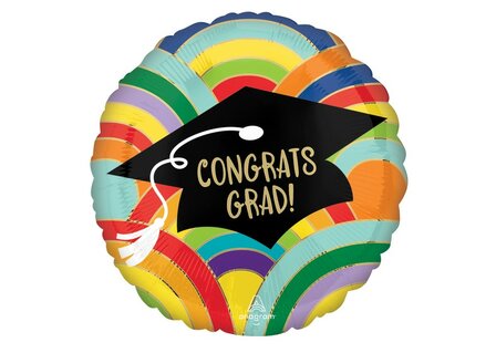 Anagram Regenboog Geslaagd 'Congrats Grad' Folie Ballon 43cm