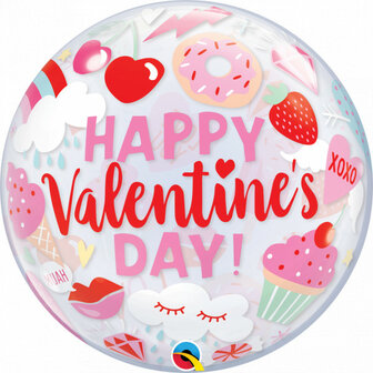 Qualatex Zoet &#039;Happy Valentines Day&#039; Bubble  Ballon 56cm