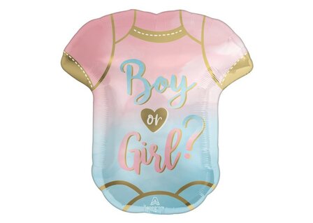 Anagram Roze en Blauw Romper &#039;Boy or Girl&#039; Folie Ballon 60cm