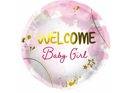 Sempertex Waterverf &#039;Welcome Baby Girl&#039; Folie Ballon 45cm