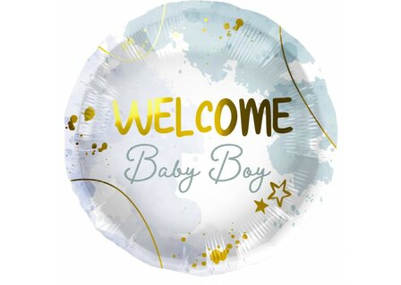 Sempertex Waterverf &#039;Welcome Baby Boy&#039; Folie Ballon 45cm