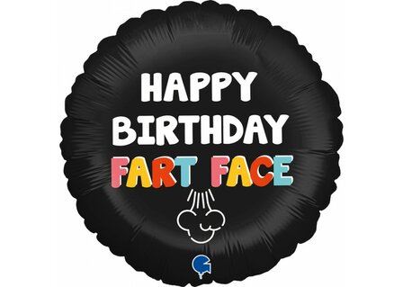 Grabo Zwart &#039;Happy Birthday Fart Face&#039; Folie Ballon 45cm