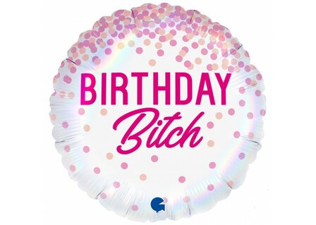 Grabo Roze Confetti &#039;Birthday Bitch&#039; Folie Ballon 45cm