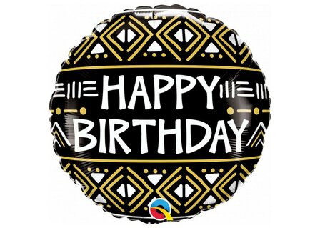Qualatex Afrikaanse Print &#039;Happy Birthday&#039; Folie Ballon 45cm