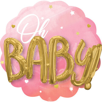 Anagram Roze &#039;Oh Baby&#039; 3D Folie Ballon 71cm