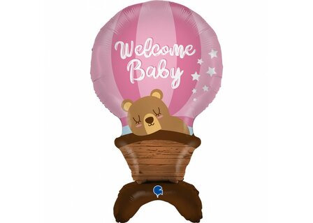 Sempertex Roze Luchtballon &#039;Welcome Baby&#039; SuperVorm Folie Ballon 97cm