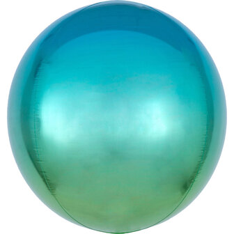 Anagram Blauw Groen Ombr&eacute; Orbz Folie Ballon 40cm