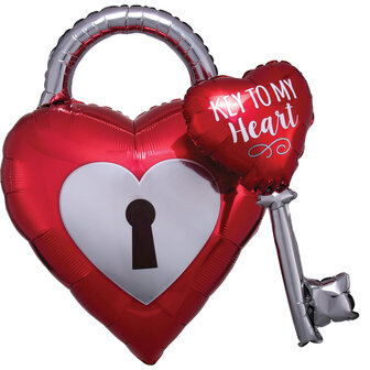 Anagram Rood &#039;Key to my Heart&#039; Hart 3D SuperVorm Folie Ballon 81cm