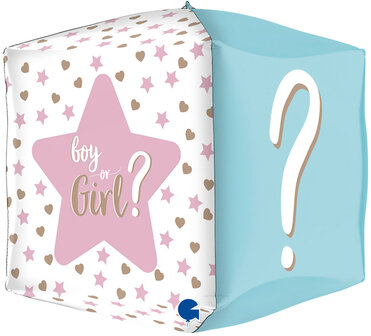 Grabo Gender Reveal Cube Folie Ballon 38cm