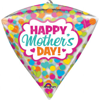 Anagram Stippen en Harten &#039;Happy Mothersday&#039; Diamondz Folie Ballon 43cm