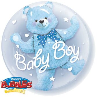 Qualatex Blauwe Teddybeer Insider Bubbles Folie Ballon 61cm