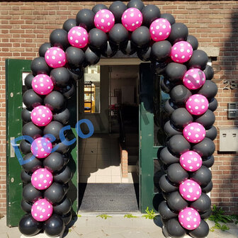 Ballonnenboog Zwart en Roze Polkadots Enkeldeurs