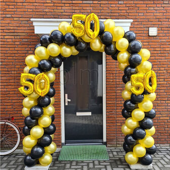Ballonnenboog Standaard Goud en Zwart &#039;50 jaar&#039; 