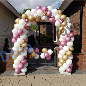 Ballonnenboog met Chroom Bloemen Standaard Enkeldeurs Clusters van 4 