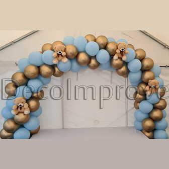 Ballonnenboog Standaard Blauw Chroom Goud met Teddyberen