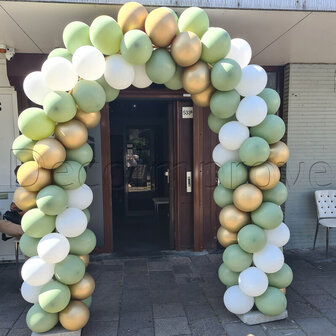 Ballonnenboog Eucalyptus, WIt, Chroom Goud Standaard Enkeldeurs Clusters van 4