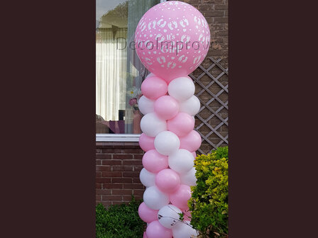 Ballonnenpilaar Standaard Roze Baby Meisje 220cm Clusters van 4 