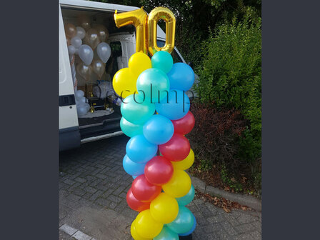 Ballonnenpilaar Standaard 70e Verjaardag Regenboog 220cm Clusters van 4 