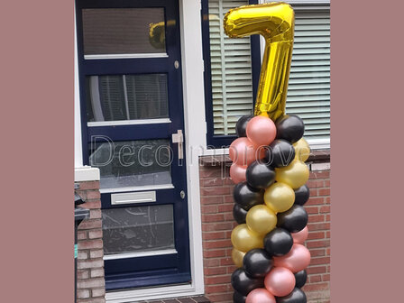 Ballonnenpilaar Standaard &#039;7 jaar&#039; Zwart, Goud, Rosegold