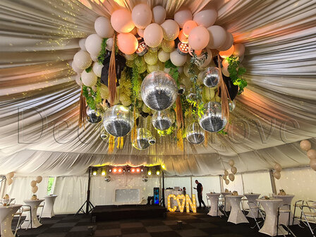 Green Romance Draperie en Kroonluchter met ballonnen, Groen en Verlichting 