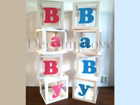 Blokkendozen Transparant &#039;BABY&#039; set 4 stuks