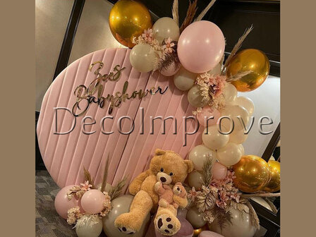 Goud, Roze met Bloemen, Teddybeer en Gepersonaliseerde Tekst Setting Medium