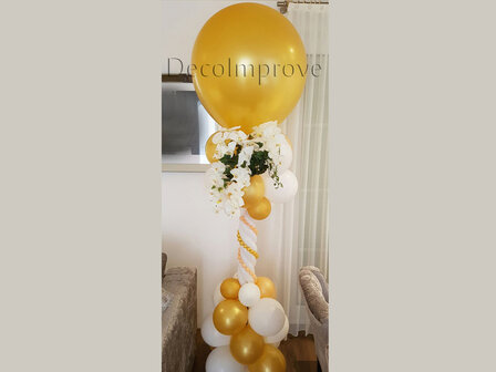 Ballonnenpilaar Luxe Goud met Hangbloemen