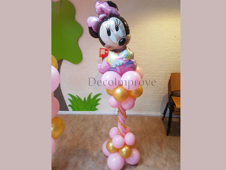 Ballonnenpilaar Luxe Baby Minnie met Gouden Bubbelslinger 200cm