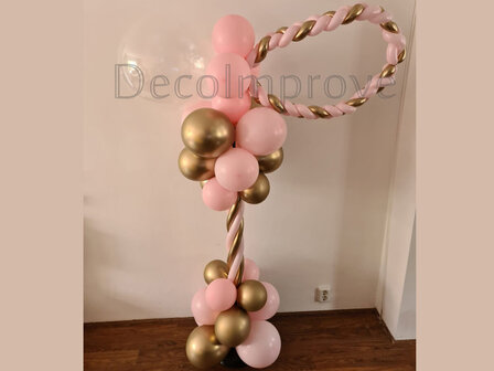 Ballonnenpilaar Luxe Chroom Goud en Roze Speen
