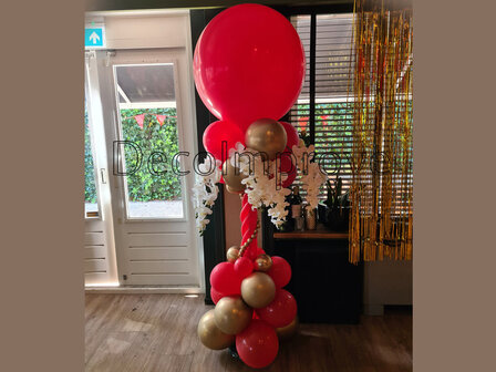 Ballonnenpilaar Luxe Rood met Hangbloemen