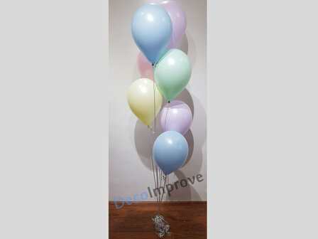 Trosje met 7 Heliumballonnen Boeket en Folie Ballon Gewicht in ieder Gewenste Standaard Kleur 