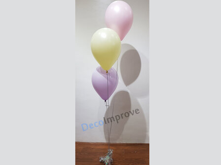 Trosje met 3 Heliumballonnen Boeket en Folie Ballon Gewicht in iedere Gewenste Standaard Kleur