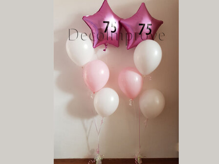 Roze Ster Helium Tros Klein Ballonnen Boeket met Gepersonaliseerde Opdruk