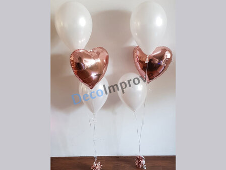 Rosegold Hart Helium Tros Klein Ballonnen Boeket