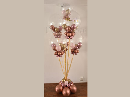 Chroom Rosegold, Chroom Roze, Pastel Roze Confetti Bubble Luxe Collage Helium Ballonnentros