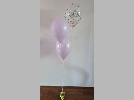 Lila Bloesem &#039;Happy Birthday&#039; Helium Ballonnenboeket met 3 Ballonnen