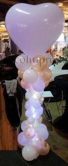 Ballonnenpilaar Deluxe Goud Wit met Hart Topballon