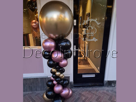 Ballonnenpilaar Deluxe Chroom Goud, Chroom Roze en Zwart