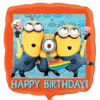 Anagram Minions &#039;Happy Birthday&#039; Vierkante Folie Ballon 45cm