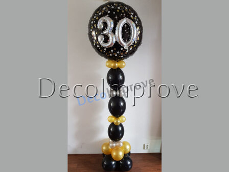 Sprankelend 30 Jaar 3D Helium Ballonnenpilaar 