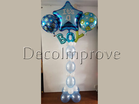Blauw Sterren &#039;It&#039;s A Boy&#039; Helium Ballonnenpilaar