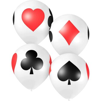 Creative Party Wit Poker Print Latex Ballonnen 6st 30cm