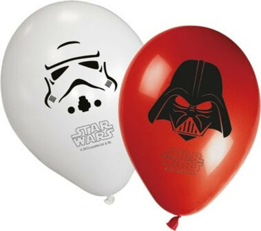 Anagram Rood en Wit Star Wars Latex Ballonnen 30cm 6st