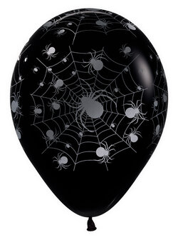 Sempertex Zwart met Zilveren Spinnenweb Latex Ballonnen 30cm 25st