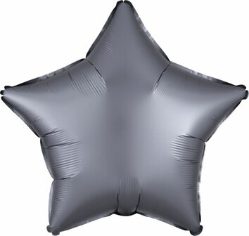 Anagram Grafiet Zilver Satijn Ster Folie Ballon 48cm