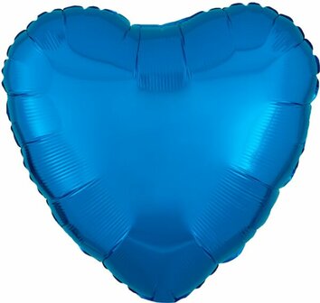 Anagram Blauw Metallic Hart Folie Ballon 45cm