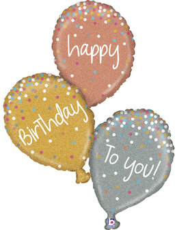 Rosegold, goud, zilver Ballonnen &quot;Happy Birthday to You&quot; SuperVorm Folie Ballon 102cm