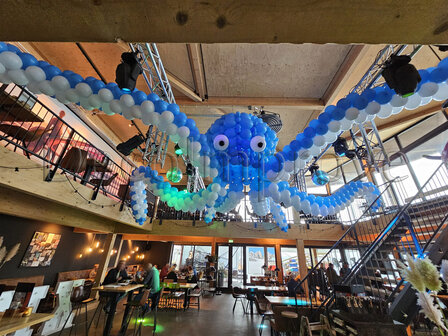 Blauw Wit Octopus Ballondecoratie