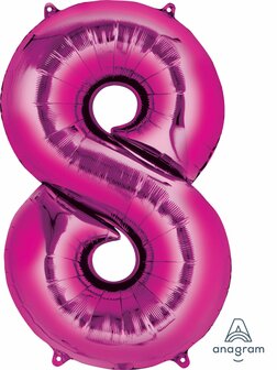 Anagram Fuchsia Cijfer &#039;8&#039; Folie Ballon 86cm