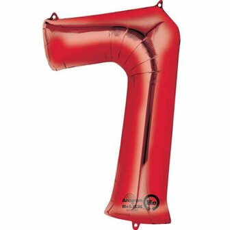 Anagram Rood Cijfer &#039;7&#039; Folie Ballon 86cm